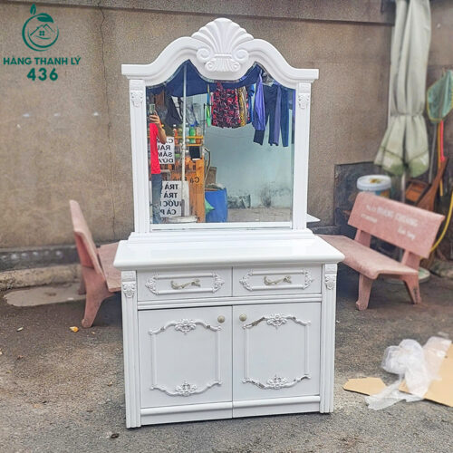 Bàn Trang Điểm Cũ Kèm Gương 1Mx1M8 Kiểu Tân Cổ Điển 4 ban trang diem cu kem guong 1mx1m8 kieu tan co dien 3