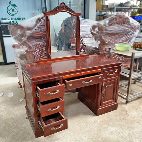 Bàn Trang Điểm Gỗ Căm Xe Cũ 1M2x1M48 Thiết Kế Cổ Điển 4 ban trang diem go cam xe cu 1m2x1m48 thiet ke co dien 2