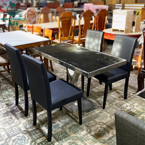 bo ban an cu chan inox ket hop ghe boc vai 3