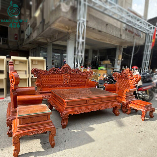 Bộ Bàn Ghế Gỗ Cũ Phong Cách Hoàng Gia Cao Cấp 6 bo ban ghe go cu phong cach hoang gia 3