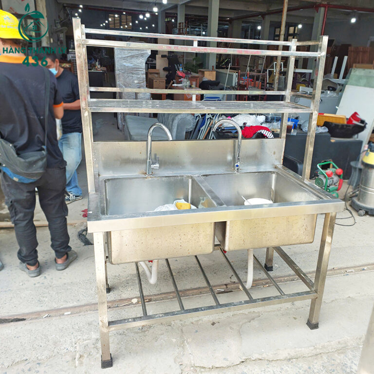 bon rua inox cong nghiep cu 2 ngan 1m2x1m5 rong rai 2