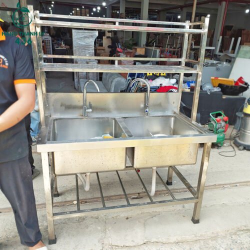 Bồn Rửa Inox Công Nghiệp Cũ 2 Ngăn 1M2x1M5 Rộng Rãi 4 bon rua inox cong nghiep cu 2 ngan 1m2x1m5 rong rai 3