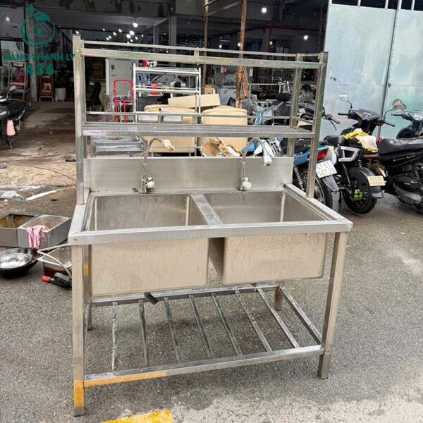 bon rua inox cong nghiep cu 2 ngan 1m2x1m5 rong rai 4