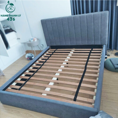 Giường Ngủ Cũ Bọc Vải Nhung 1M6 Màu Xám Hiện Đại 3 giuong ngu cu boc vai nhung mau xam hien dai 2