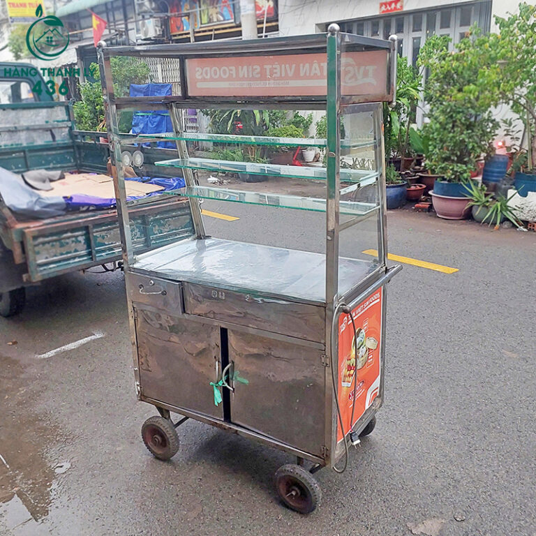 quay ban do an cu bang inox co banh xe gia re 2
