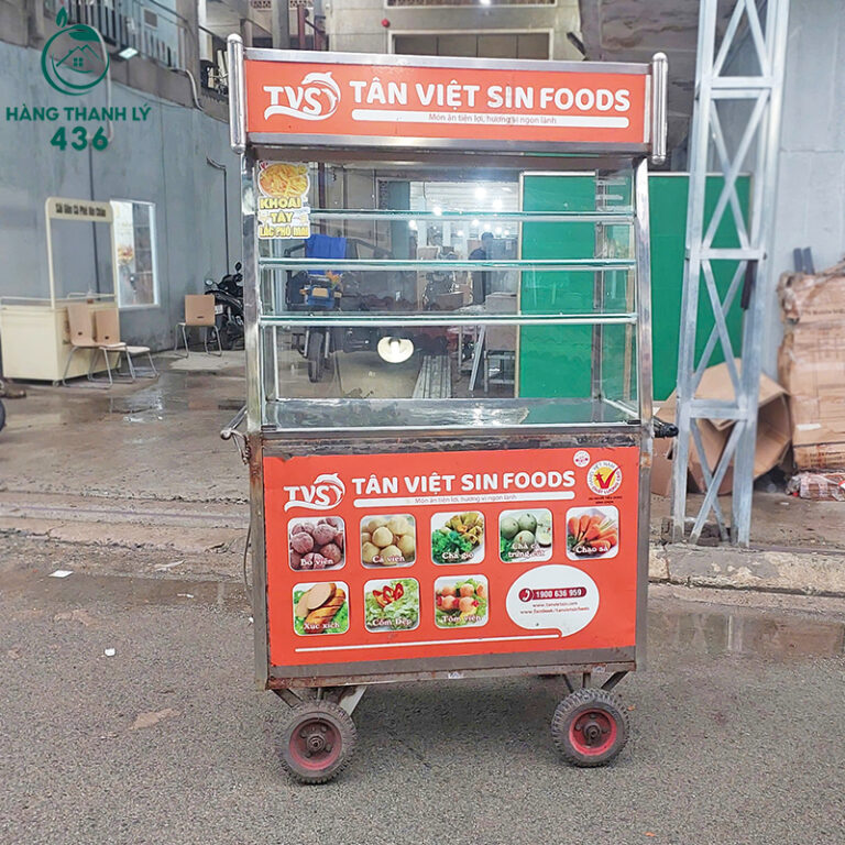 quay ban do an cu bang inox co banh xe gia re 3