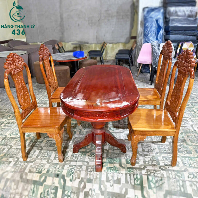 thanh ly bo ban an go do 4 ghe cham khac 2