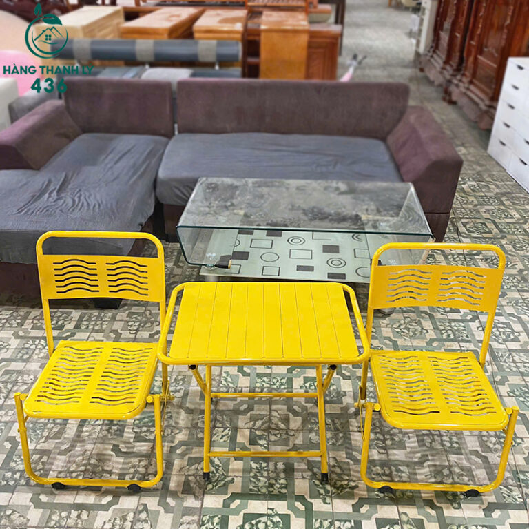 thanh ly bo ban ghe cafe via he mau vang moi 99 6