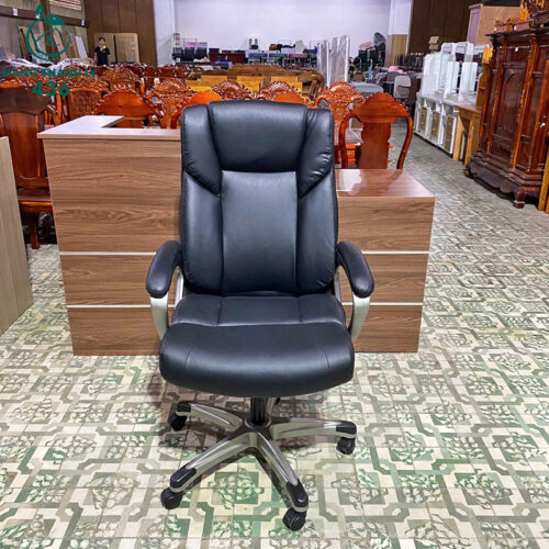 thanh ly ghe giam doc boc da den chan xoay kim loai moi 99 2 1