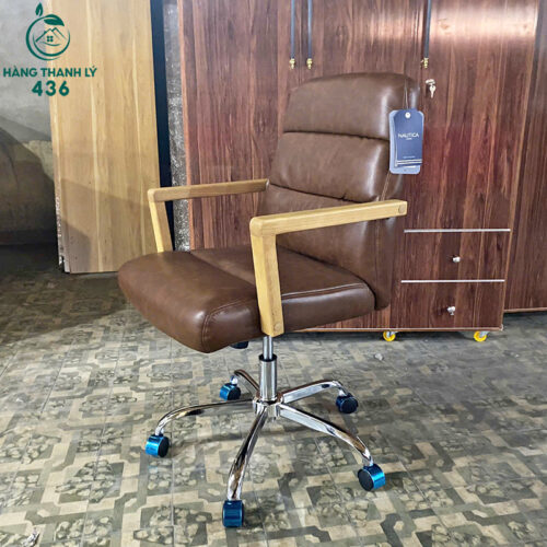 Thanh Lý Ghế Giám Đốc Bọc Da Nâu Chân Xoay Mới 99% 5 thanh ly ghe giam doc boc da nau chan xoay moi 99 2