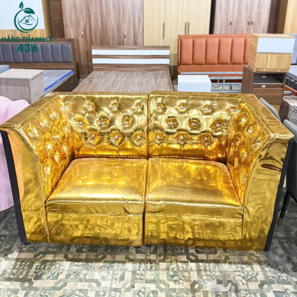 thanh ly ghe sofa doi cu boc da mau vang