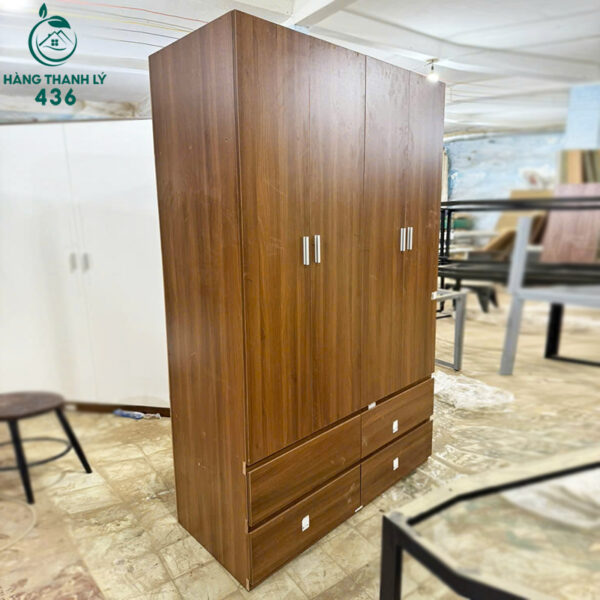 thanh ly tu quan ao go 4 canh nhieu ngan keo moi 99 1