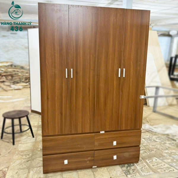 thanh ly tu quan ao go 4 canh nhieu ngan keo moi 99 2