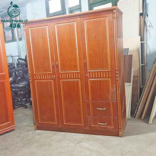 Tủ Quần Áo Gỗ Cũ 3 Cánh 1M6x2M Có Hộc Tiện Lợi 6 thanh ly tu quan ao go cu 3 canh co hoc 1