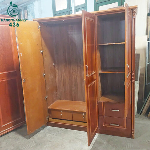 Tủ Quần Áo Gỗ Cũ 3 Cánh 1M6x2M Có Hộc Tiện Lợi 4 thanh ly tu quan ao go cu 3 canh co hoc 3