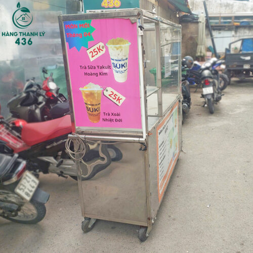 Xe Bán Hàng Cũ Bằng Inox Có Gắn Bánh Xe Tiện Lợi 4 xe ban hang cu bang inox co gan banh xe tien loi 2