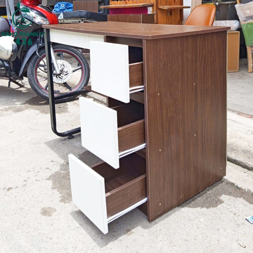 ban lam viec cu 1mx75cm co 3 ngan keo kem ke dung do 1