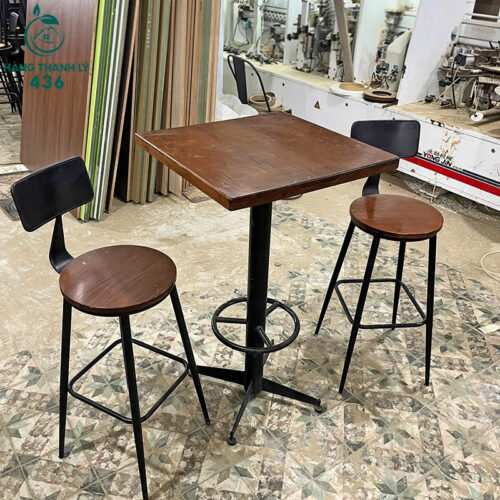Bộ Bàn Ghế Bar Gỗ Cũ Chân Cao Số Lượng Nhiều 8 bo ban ghe bar go cu chan cao so luong nhieu 1
