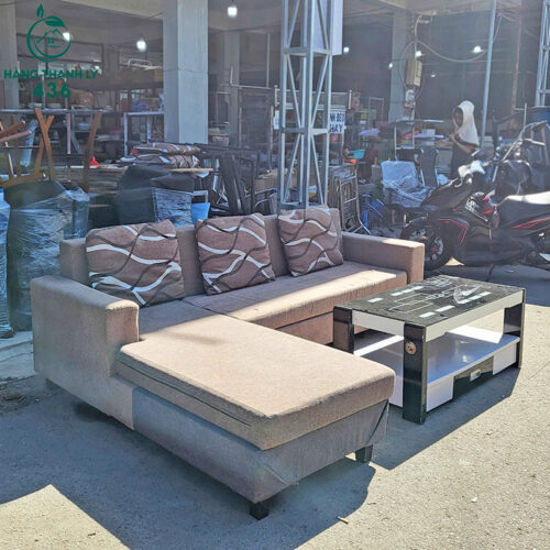 Bộ Bàn Ghế Sofa Bọc Vải Cũ Màu Nâu Góc L Hiện Đại 4 bo ban ghe sofa boc vai cu mau nau goc l hien dai 3