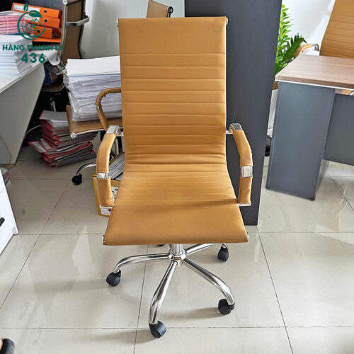 ghe van phong cu lung cao boc da mau vang nhat 2