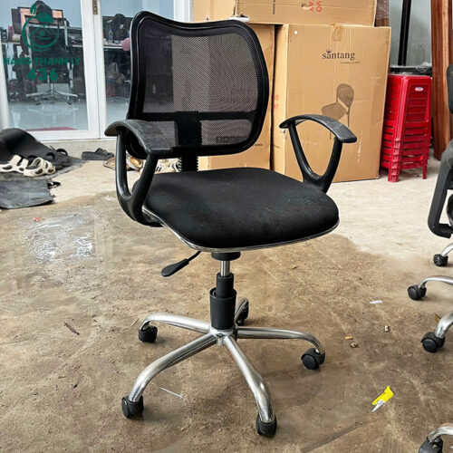 Ghế Văn Phòng Lưng Lưới Cũ Có Tay Vịn Và Chân Xoay Kim Loại (Nhiều Mẫu) 4 ghe van phong lung luoi cu co tay vin va chan xoay kim loai 2