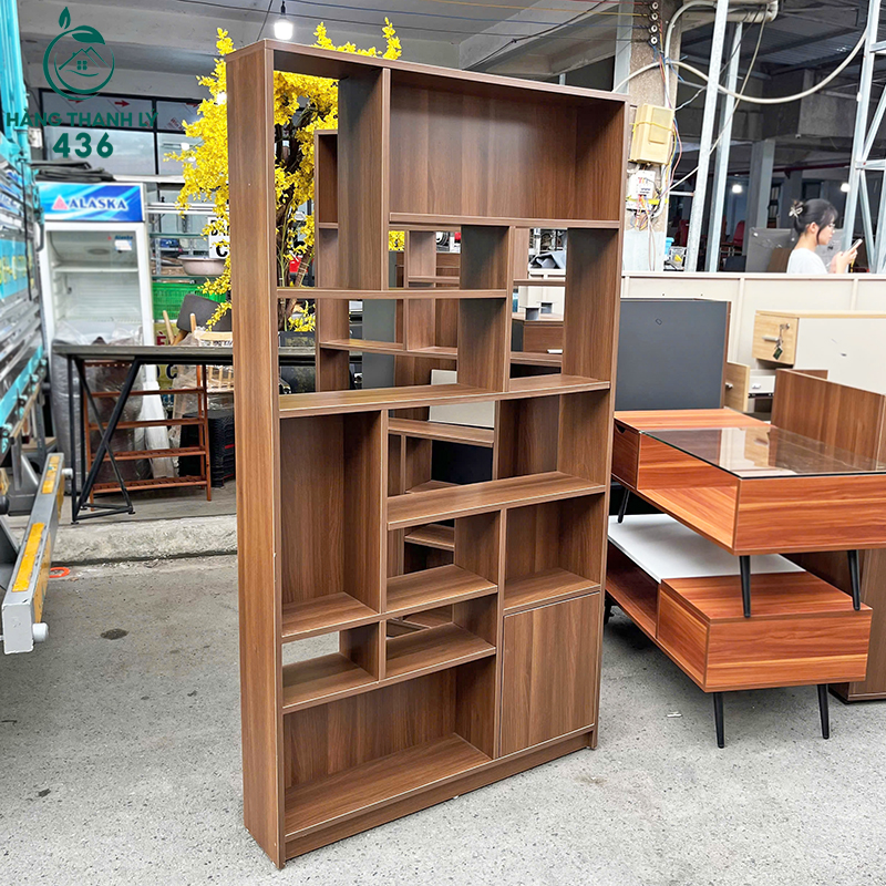 ke-sach-go-cu-1m8x1m-phan-nhieu-o-3 Kệ Sách Gỗ Cũ 1M8x1M Phân Nhiều Ô Kèm Hộc Kín