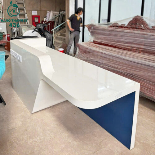 Quầy Lễ Tân Cũ 2M4x95CM Màu Trắng Phối Xanh Độc Đáo 5 quay le tan cu 2m4x95cm mau trang phoi xanh doc dao 2