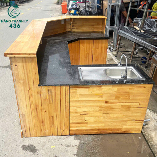 Quầy Pha Chế Cũ 2M8x2M1 Tích Hợp Bồn Rửa Tiện Lợi 5 quay pha che cu 2m8x2m1 tich hop bon rua tien loi 5