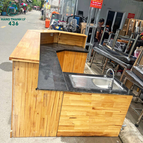 Quầy Pha Chế Cũ 2M8x2M1 Tích Hợp Bồn Rửa Tiện Lợi 6 quay pha che cu 2m8x2m1 tich hop bon rua tien loi 7