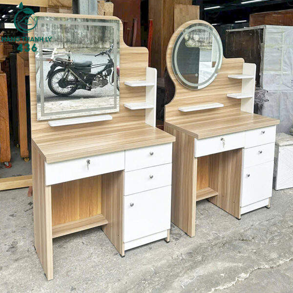 thanh ly ban trang diem go gan guong nhieu ngan keo 3