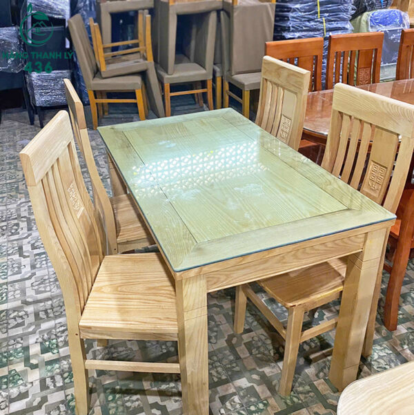 thanh ly bo ban an go mat kinh 4 ghe hien dai 2