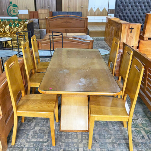 thanh ly bo ban an go soi chan chu x 6 ghe 2