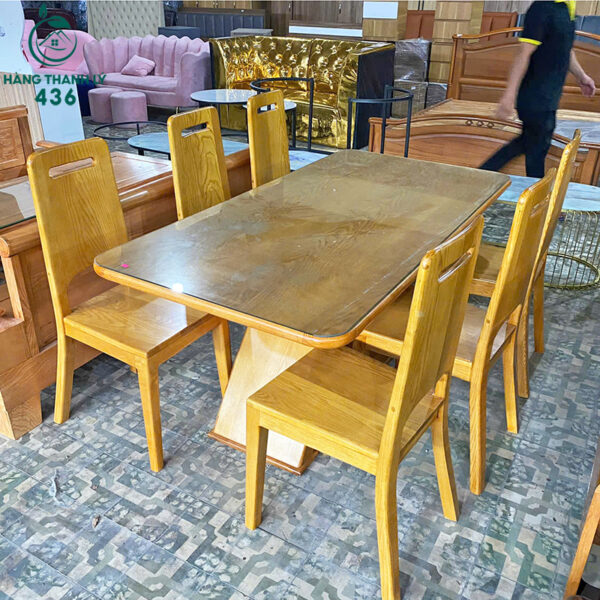 thanh ly bo ban an go soi chan chu x 6 ghe 3