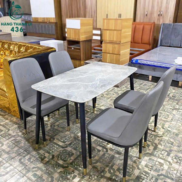 thanh ly bo ban an mat da cao cap kem 4 ghe boc da 1