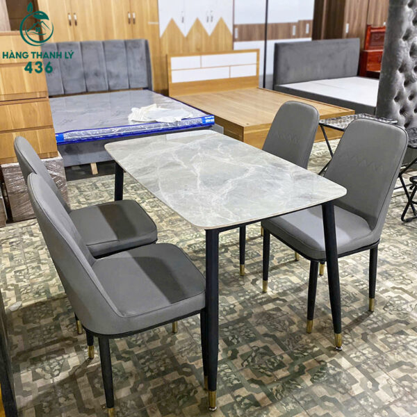 thanh ly bo ban an mat da cao cap kem 4 ghe boc da 2