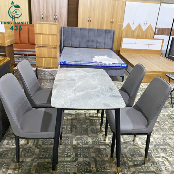 thanh ly bo ban an mat da cao cap kem 4 ghe boc da 3