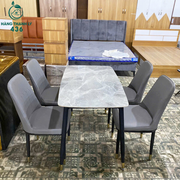 thanh ly bo ban an mat da cao cap kem 4 ghe boc da 4