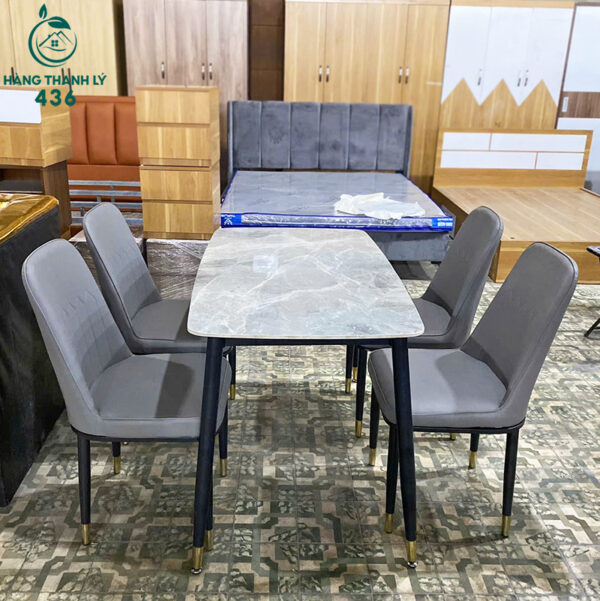 thanh ly bo ban an mat da cao cap kem 4 ghe boc da 5