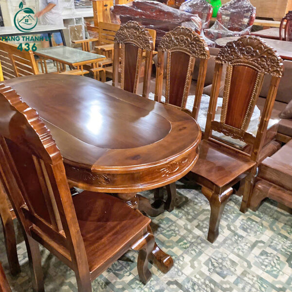 thanh ly bo ban an oval 6 ghe cham khac tinh xao moi 99 1
