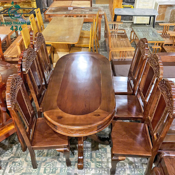 thanh ly bo ban an oval 6 ghe cham khac tinh xao moi 99 2