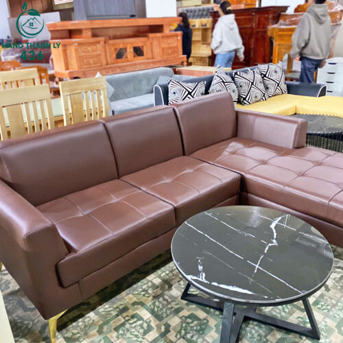 Thanh Lý Bộ Ghế Sofa Góc L Bọc Da Đệm Đóng Nút Mới 99% (Nhiều Mẫu) 4 thanh ly bo ghe sofa goc l boc da dem dong nut 2