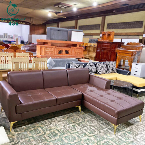 Thanh Lý Bộ Ghế Sofa Góc L Bọc Da Đệm Đóng Nút Mới 99% (Nhiều Mẫu) 5 thanh ly bo ghe sofa goc l boc da dem dong nut 4