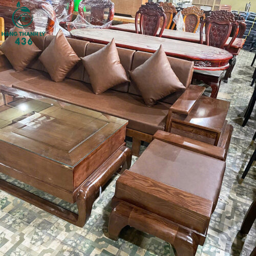 Thanh Lý Bộ Salon Gỗ Góc L Có Đệm Kèm Gối Cao Cấp Mới 99% 8 thanh ly bo salon go goc l co dem kem goi cao cap moi 99 2