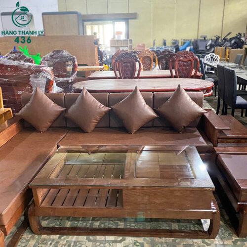 Thanh Lý Bộ Salon Gỗ Góc L Có Đệm Kèm Gối Cao Cấp Mới 99% 7 thanh ly bo salon go goc l co dem kem goi cao cap moi 99 3
