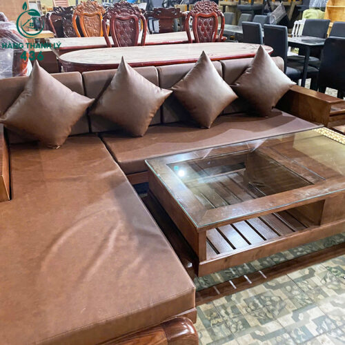 Thanh Lý Bộ Salon Gỗ Góc L Có Đệm Kèm Gối Cao Cấp Mới 99% 6 thanh ly bo salon go goc l co dem kem goi cao cap moi 99 5