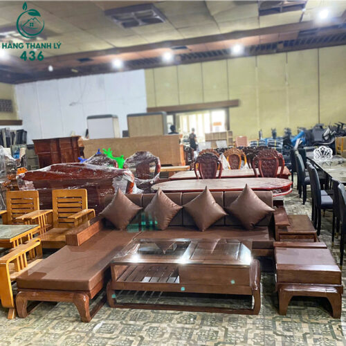 Thanh Lý Bộ Salon Gỗ Góc L Có Đệm Kèm Gối Cao Cấp Mới 99% 4 thanh ly bo salon go goc l co dem kem goi cao cap moi 99 6
