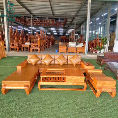 Thanh Lý Bộ Salon Gỗ Góc L Có Đệm Kèm Gối Cao Cấp Mới 99% 9 thanh ly bo salon go goc l nhieu mau co dem moi 99 1