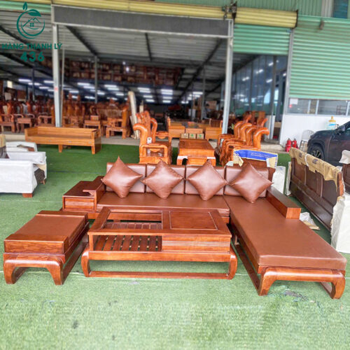 Thanh Lý Bộ Salon Gỗ Góc L Có Đệm Kèm Gối Cao Cấp Mới 99% 12 thanh ly bo salon go goc l nhieu mau co dem moi 99 2