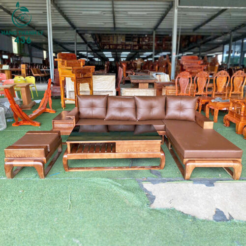 Thanh Lý Bộ Salon Gỗ Góc L Có Đệm Kèm Gối Cao Cấp Mới 99% 11 thanh ly bo salon go goc l nhieu mau co dem moi 99 3