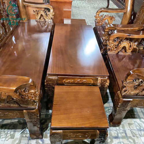 Thanh Lý Bộ Salon Gỗ Tràm Đào Tay 12 Chạm Khắc Tinh Xảo Mới 99% 8 thanh ly bo salon go tram dao tay 12 cham khac tinh xao moi 99 1